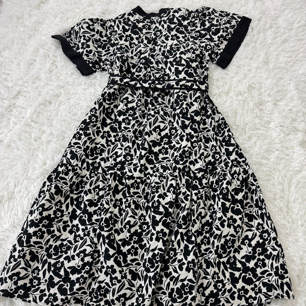 AVARA Black and White Midi Dress 100% Cotton Size S - Picture 6 of 9